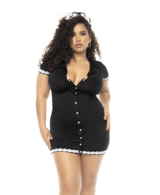 Costume soubrette 3 pièces grande taille , robe, tablier et coiffe 